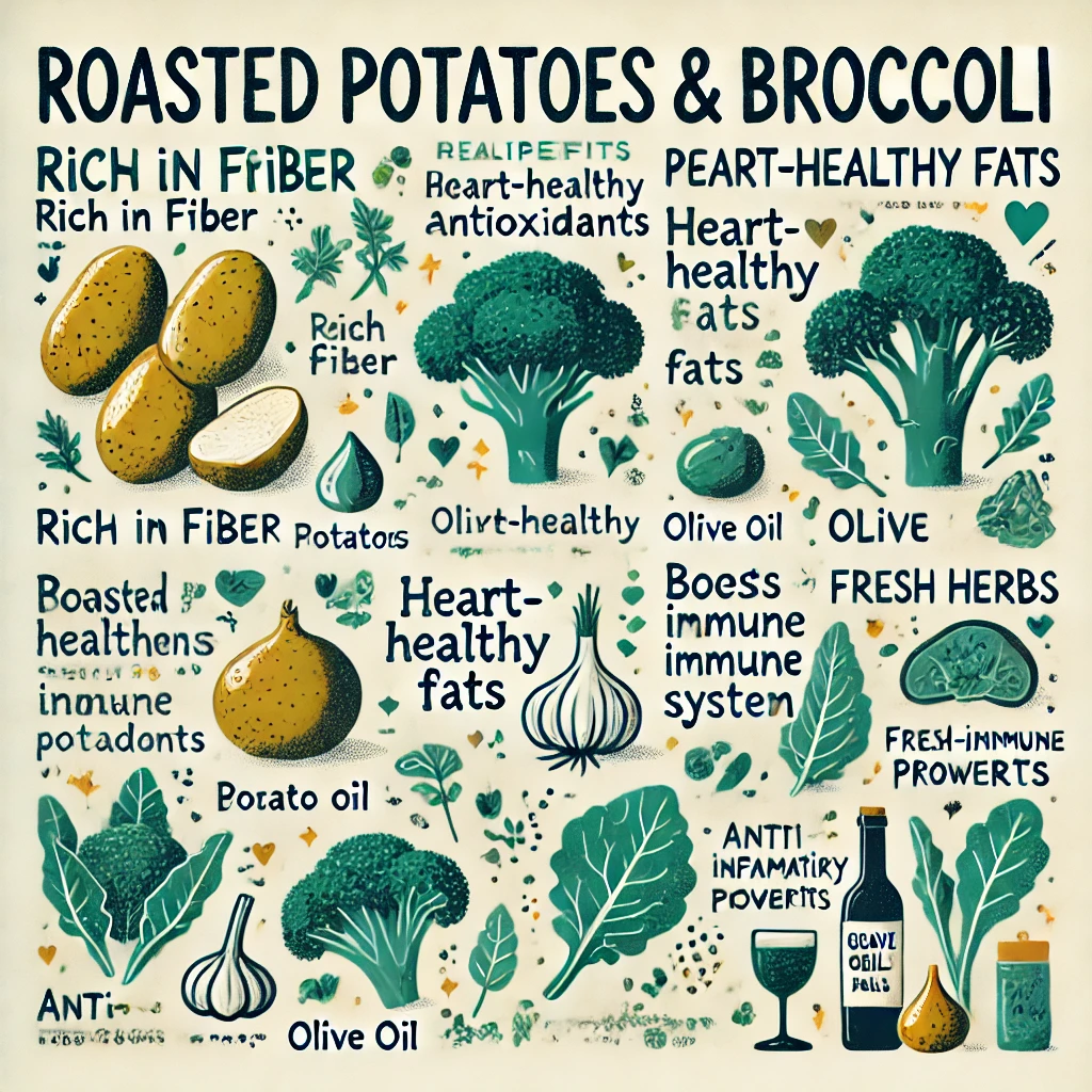 Chart highlighting the health benefits of roasted potatoes and broccoli