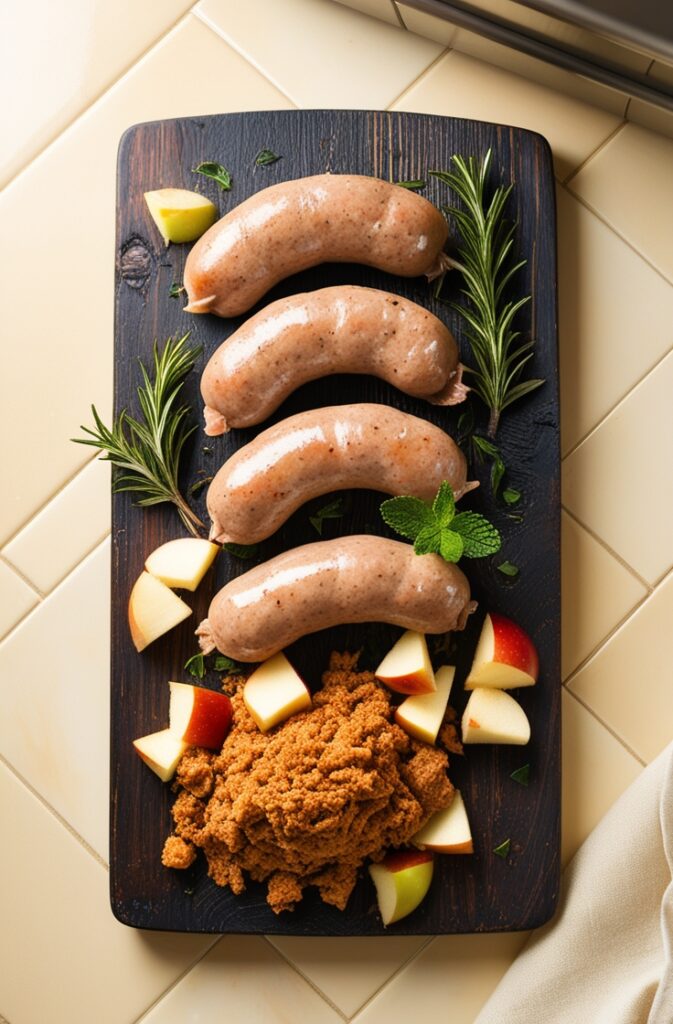 Homemade Chicken Apple Sausage Garnished with Fresh Herbs