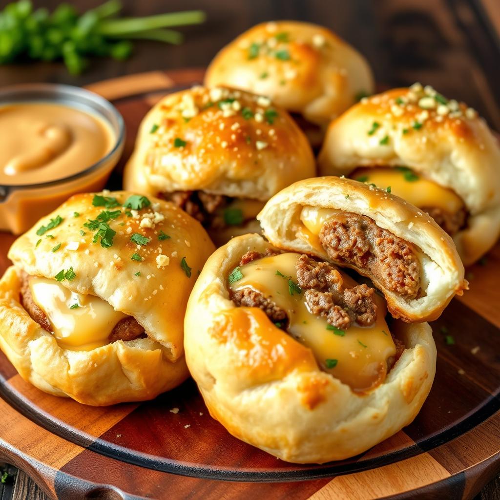 Garlic Parmesan Cheeseburger Bombs