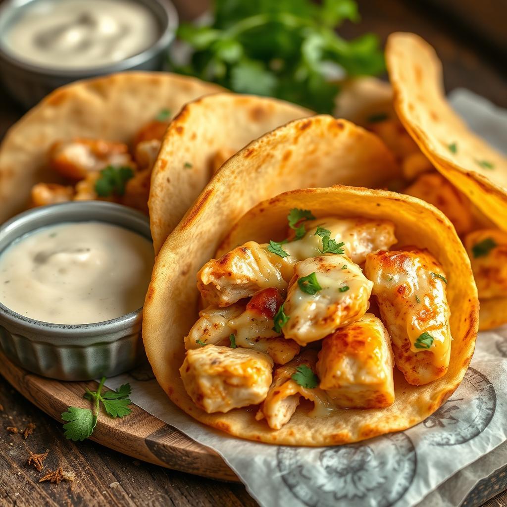 cheesy garlic chicken wraps