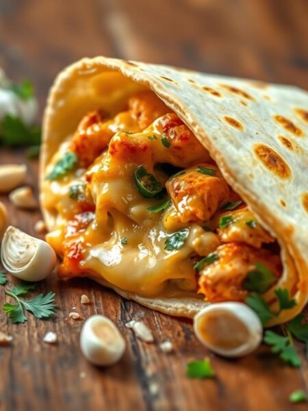 cheesy garlic chicken wraps