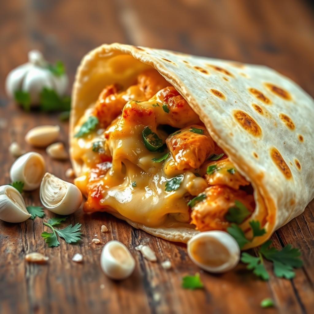 cheesy garlic chicken wraps