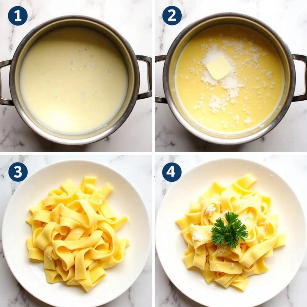 tagliatelle alla panna steps