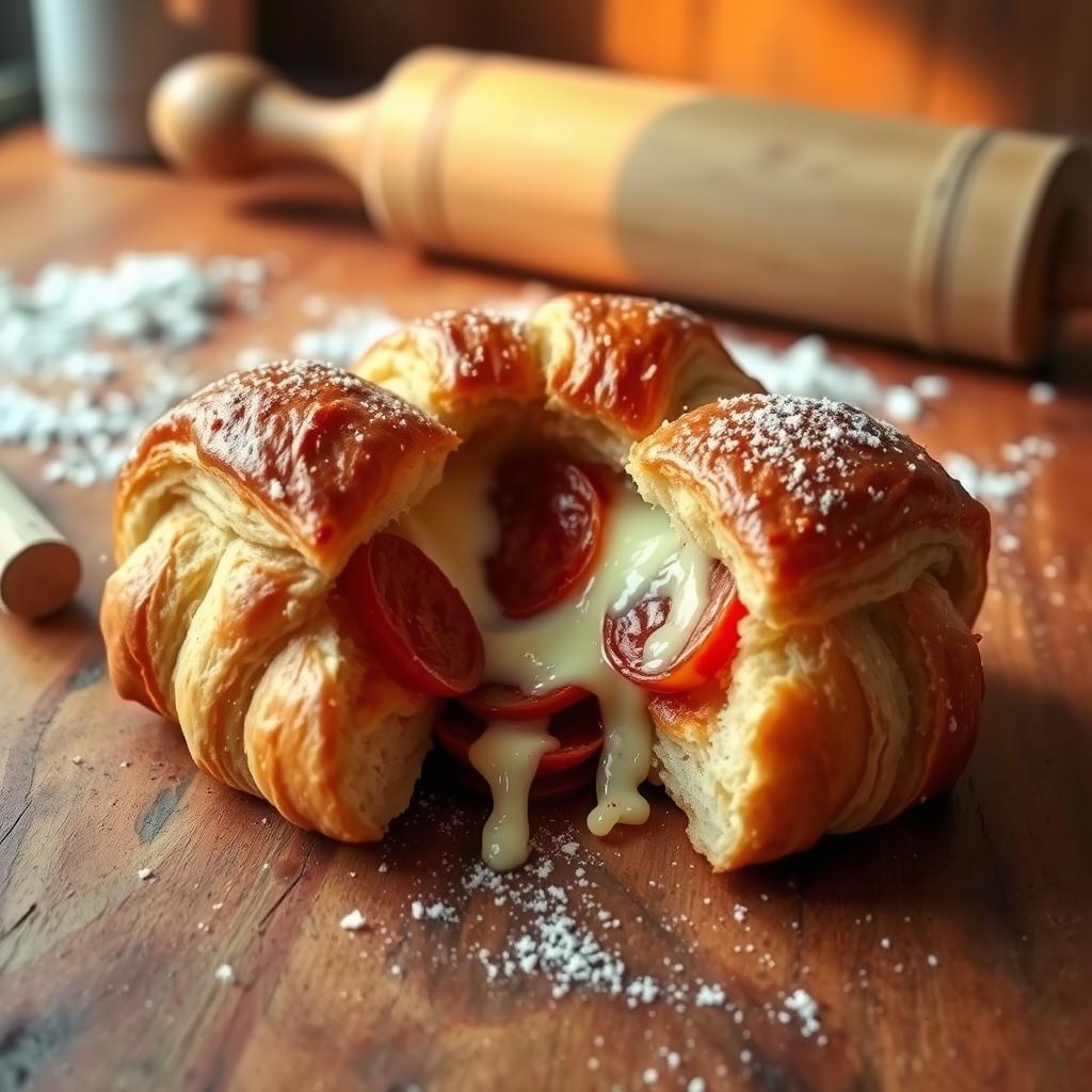 homemade mozzarella pepperoni croissant