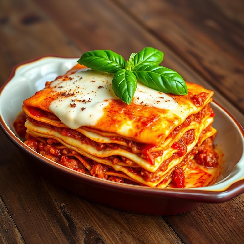 lasagna bolognese with bechamel sauce