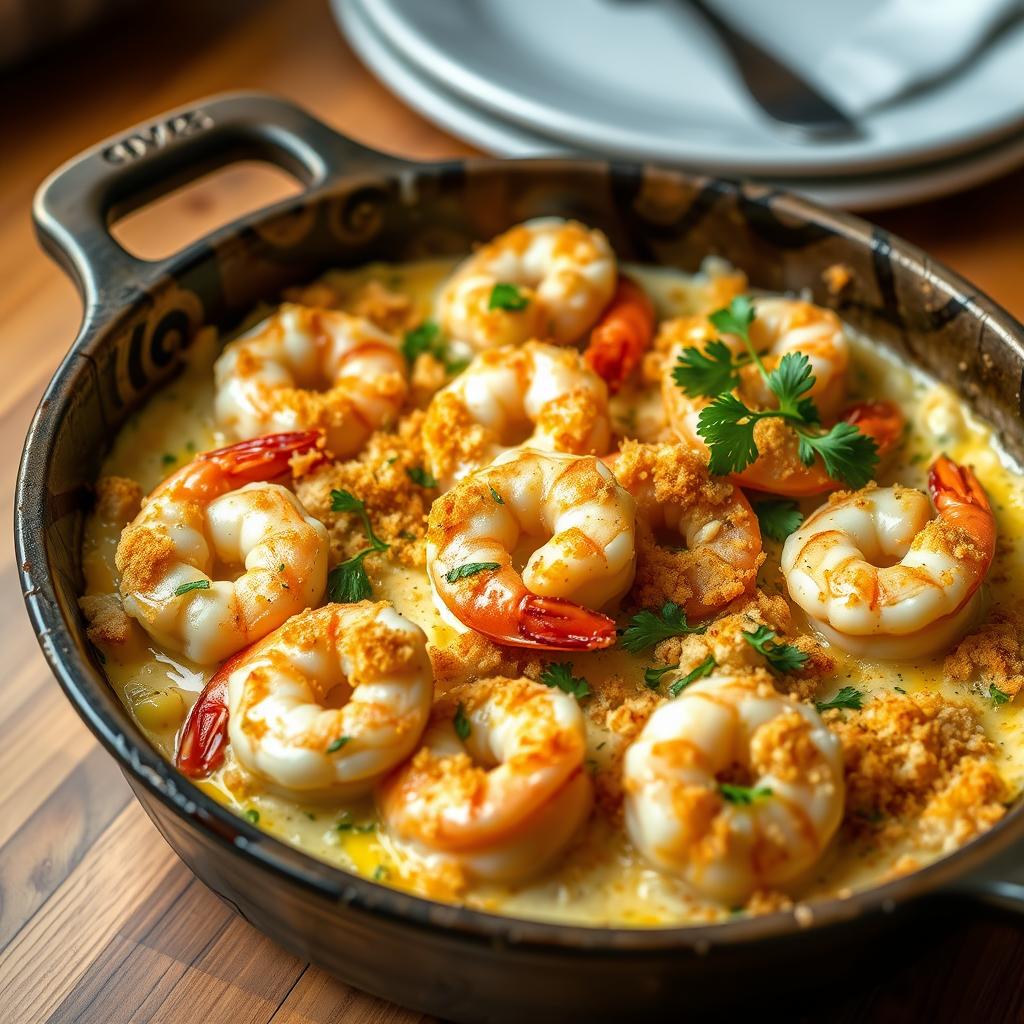 shrimp gratin with garlic butter