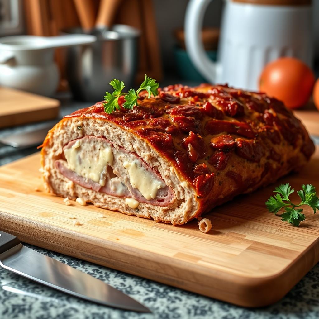 traditional chicken cordon bleu meatloaf