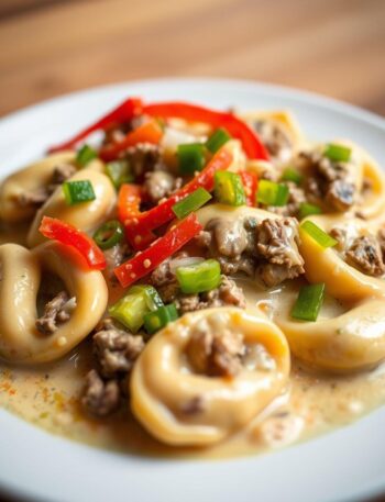 Philly Cheesesteak Tortellini Pasta