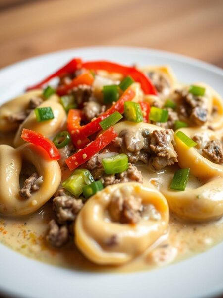 Philly Cheesesteak Tortellini Pasta