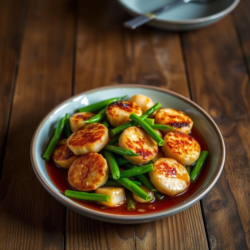 fishcakes and scallops stir fry recipe