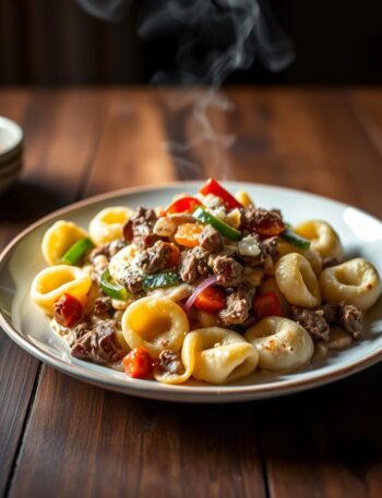 philly cheesesteak tortellini pasta
