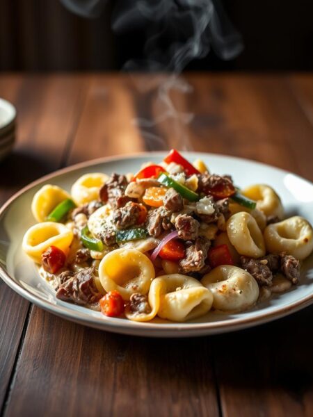 philly cheesesteak tortellini pasta