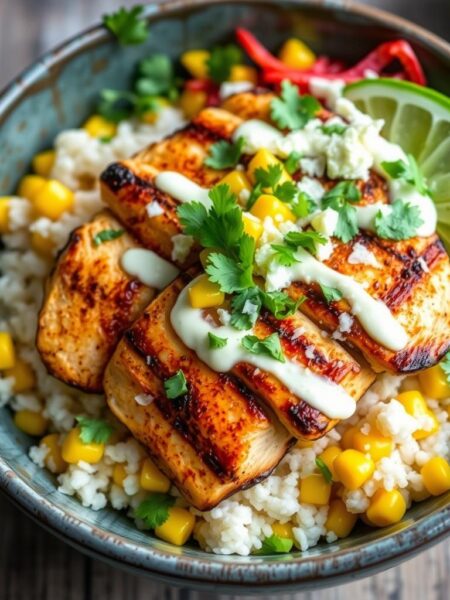 street corn chicken rice bowl