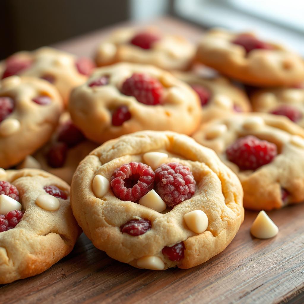 white chocolate and raspberry cookies