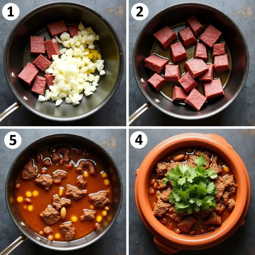 Moroccan beef tagine steps